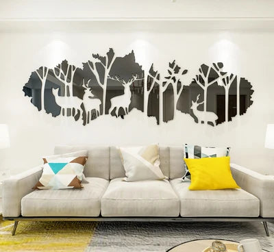 Home Forest Deer DIY Mirror Wall Stickers