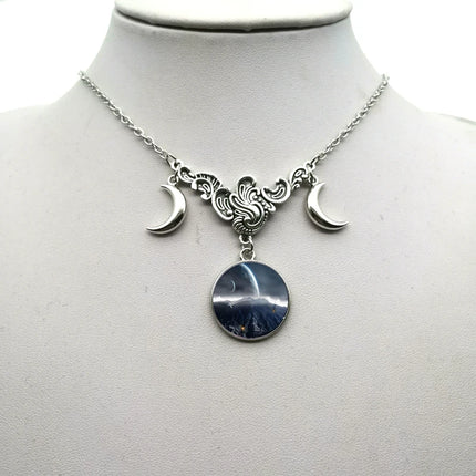 Women Crystal Glass Moon Necklace