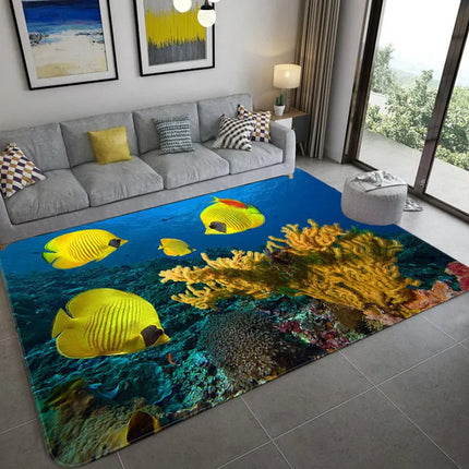 Modern 3D Fish Ocean Anti-Slip Area Rugs