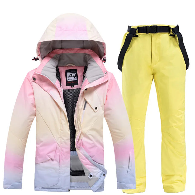 Women Fashion Pink Windproof Ski Suits.