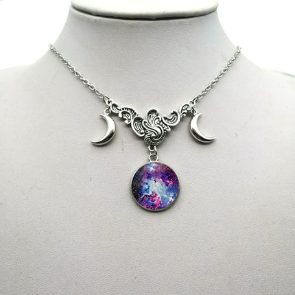 Women Crystal Glass Moon Necklace