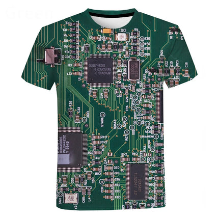 Men Circuit Board Chip 3D Graphic Tees