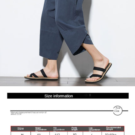 Men Khaki Black Asian Linen Pants