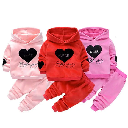 Baby Girls Winter Birthday Love Tracksuits Sets