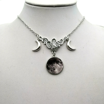 Women Crystal Glass Moon Necklace