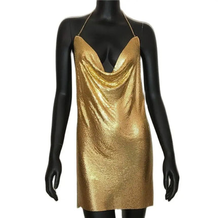 Women 2024 Backless Sequin Low Cut Mini Dress