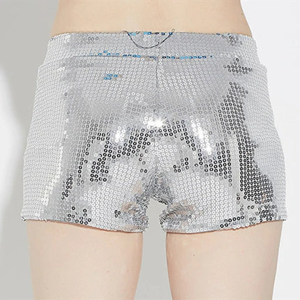 Women Sequin Mid-Waist Stage Shorts