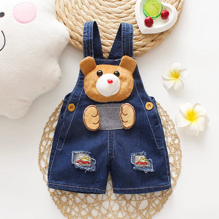 Baby Boy 2024 Short Animal Denim Overalls