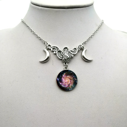 Women Crystal Glass Moon Necklace