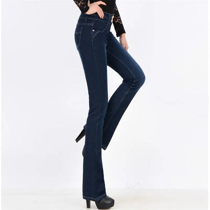 Women Cowboy High Waist Flare Denim Jeans