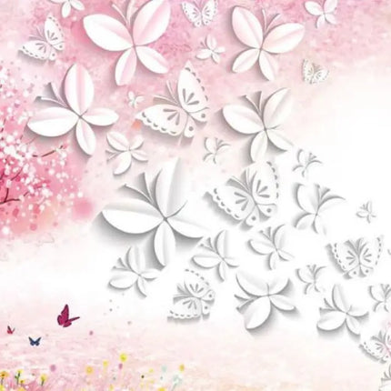 Custom 3D Retro Pink Cherry Tree Mural Wallpaper