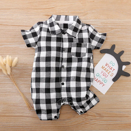 Baby Boy Romper Short Plaid Toddler Jumpsuits