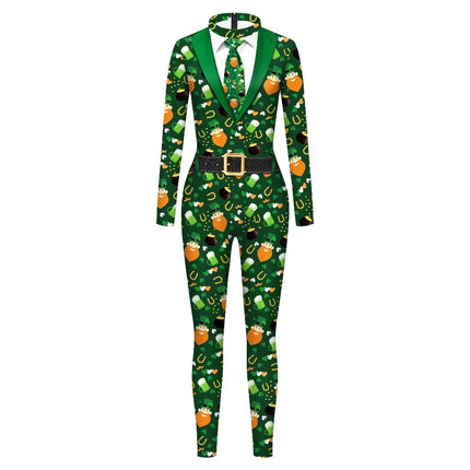 Women Saint Patrick Green Irish Costume Bodysuit Rompers