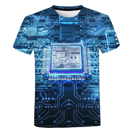 Men Circuit Board Chip 3D Graphic Tees