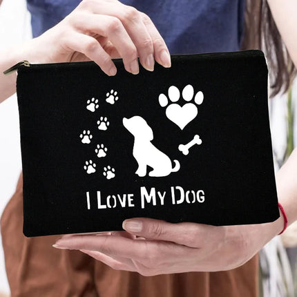 Women Peace Love Dogs Cosmetic Storage Bags