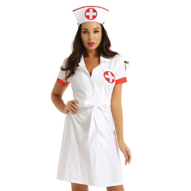 Women Sexy Nurse Temptation Lingerie Party Costume Set