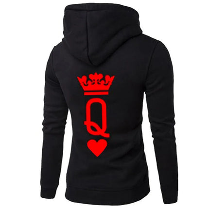 Women Queen Crown Print Couple Hoodies