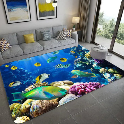 Modern 3D Fish Ocean Anti-Slip Area Rugs