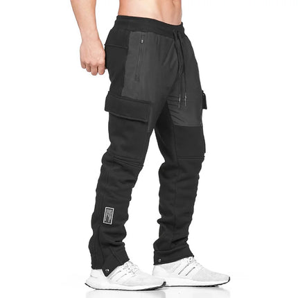 Men Cotton Casual Pocket Fitness Pants