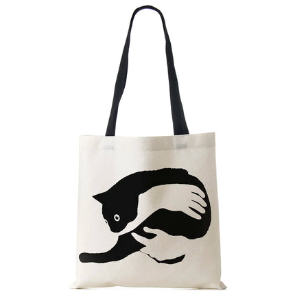 Black Cat Linen Eco Shoulder Bag