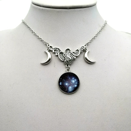 Women Crystal Glass Moon Necklace