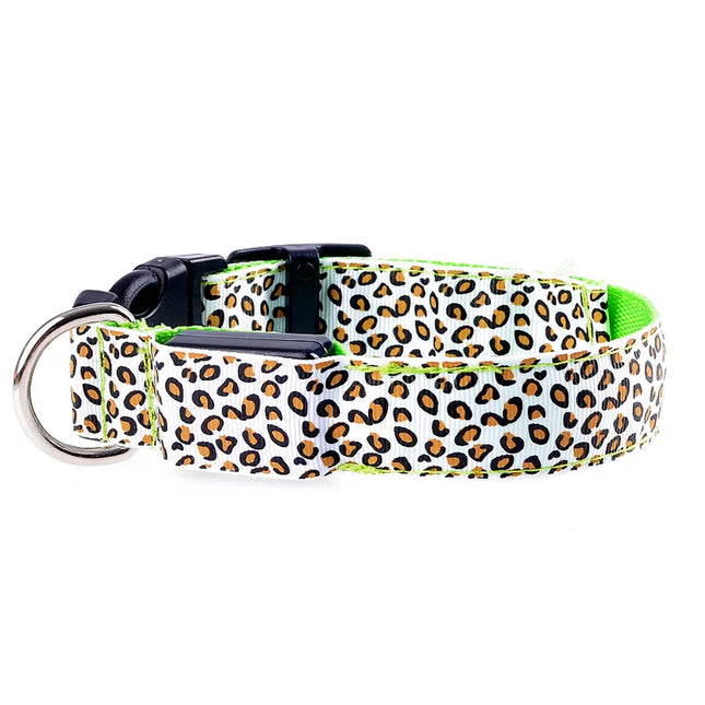 Leopard LED Dog Luminous Adjustable Pet Collar