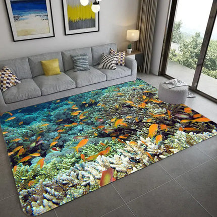 Modern 3D Fish Ocean Anti-Slip Area Rugs