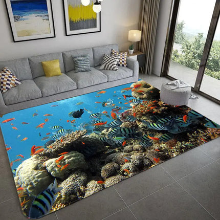 Modern 3D Fish Ocean Anti-Slip Area Rugs