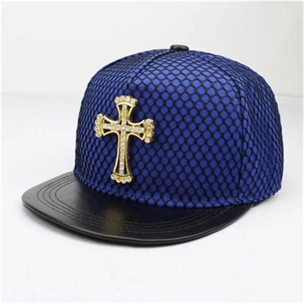 Men Metal Cross Baseball Snapback Hat