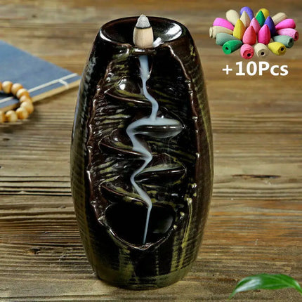 Waterfall Incense Burner Ceramic Set