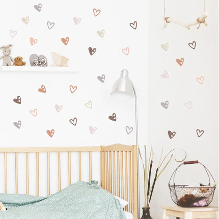 Bohemian Kids Room Heart 36pc Wall Sticker Set