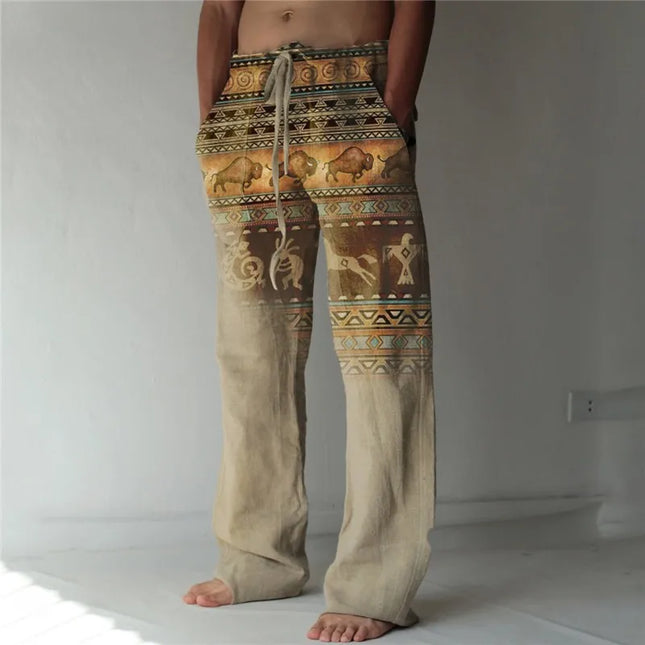 Men Smart Casual Navajo 3D Drawstring Casual Pants