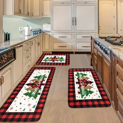 Home Seasonal Christmas Red Plaid Floor Mat