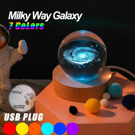 3D Crystal RGB Planetary Galaxy Night Light