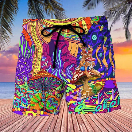 Men 3D Abstract Mushroom Hawaiian Boardshorts