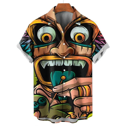 Men 3D Tiki Party Oversized Hawaiian Shirts