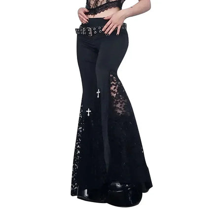 Women Gothic High Waist Flared Pants - Mad Fly Essentials