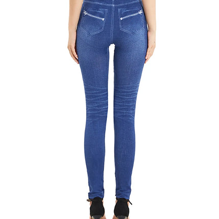 Women Denim Blue Elastic Casual Leggings