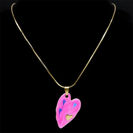 Stainless Pink Heart Pendant Necklace – Mad Fly Essentials