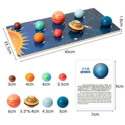 Wooden Montessori Solar System Puzzle Early Education Toys