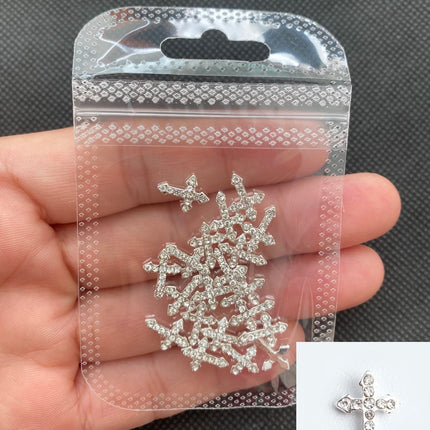 Glitter Cross 20pc Nail Art Rhinestone Decor