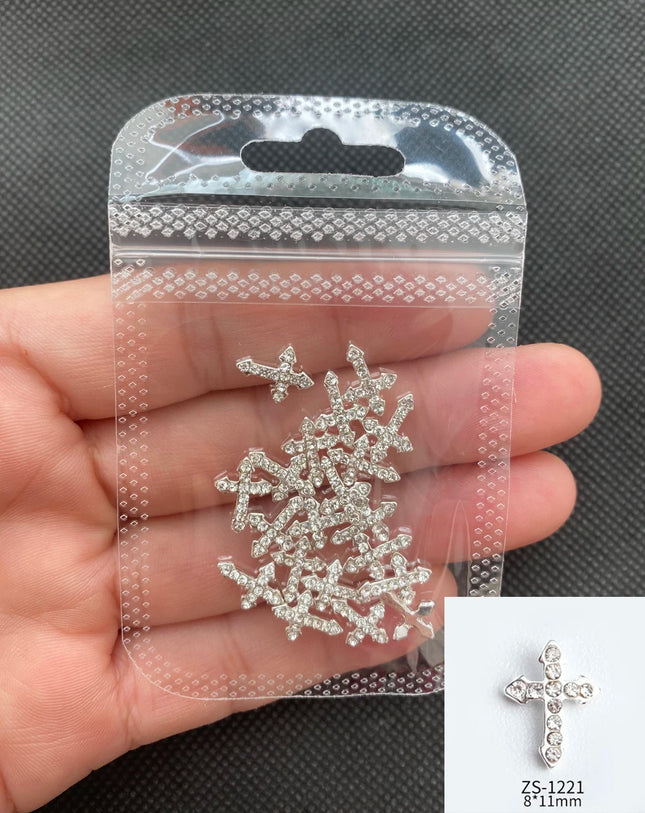 Glitter Cross 20pc Nail Art Rhinestone Decor