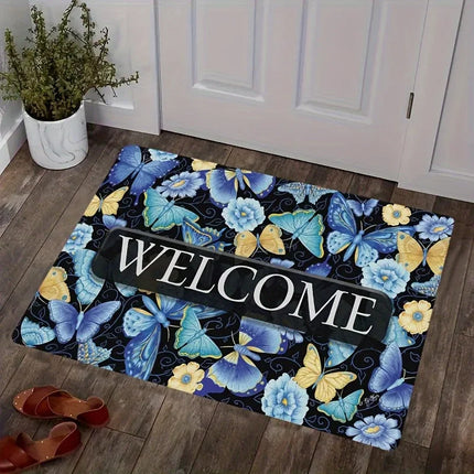 Dark Purple 3D Butterfly Living Area Modern Rug