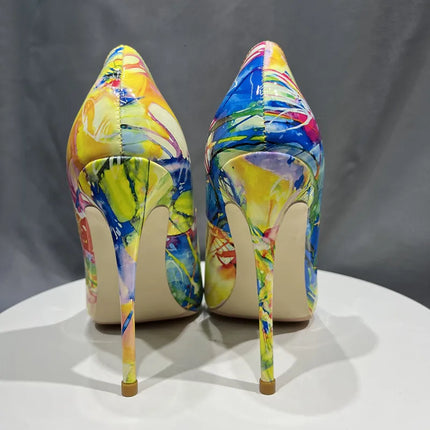 Women Hawaiian Graffiti Pointed High Heels