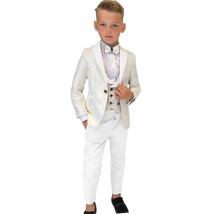 Boy White Paisley Wedding Guest Gentleman 3pc Outfit Sets