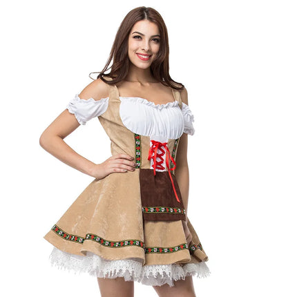 Women Plus Oktoberfest Bavarian Dirndl Waitress Costume Dress