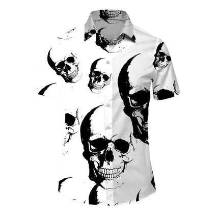 Men Hawaiian 3D Lapel Skull Party Shirts