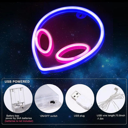 Neon Alien Head Sign USB LED Light