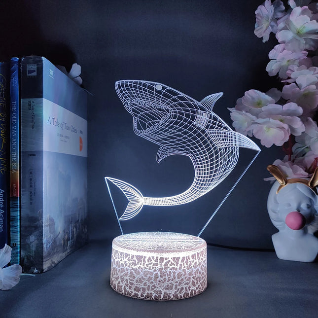 3d Illusion Shark LED Table Night Light.