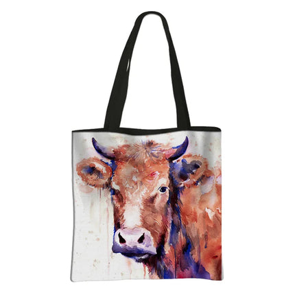 Woodland Animal Watercolor Large Capacity Shoulder Bags